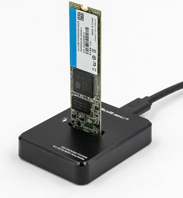 Stacion dokimi për SSD M.2 Qoltec 50313, USB 3.1, i zi