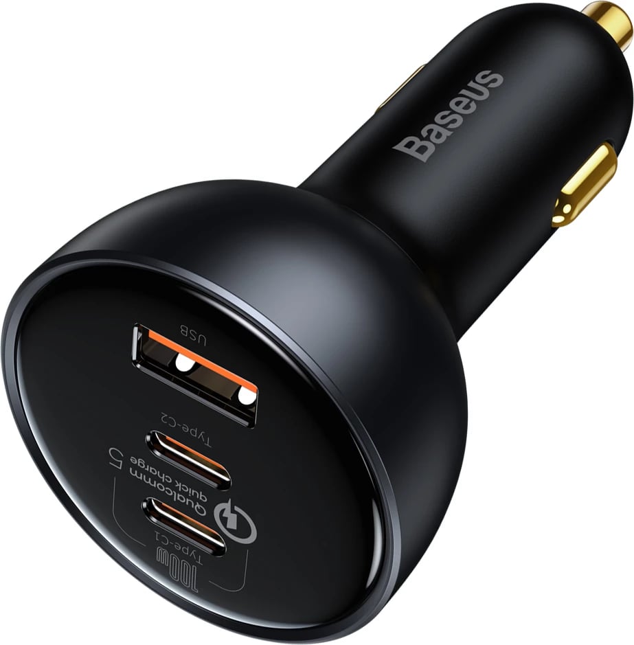 Karikues veture Baseus TZCCZM-0G, 160W, 3 porta (USB-A/2x USB-C), QC 5/PD/PPS, i zi