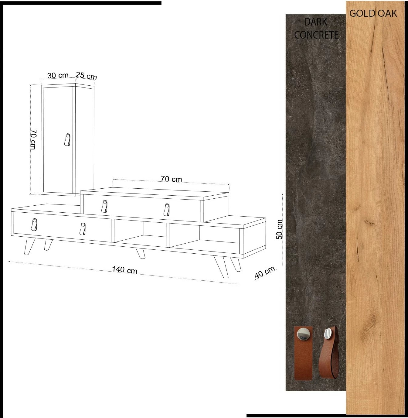Komodë TV Skye Decor, Joseph, ngjyrë lis dhe gri e errët