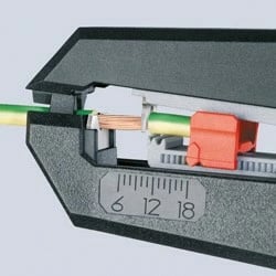 Mjet zhveshës kabllosh Knipex KP-1262180, automatik, me prerës, zi/kuqe