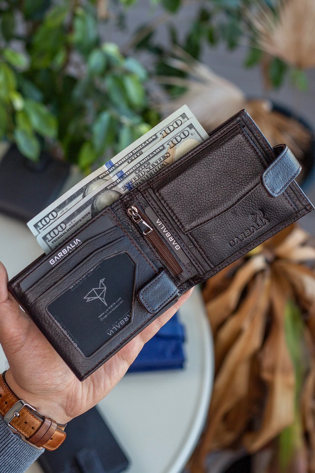 Portofol për burra, lëkurë origjinale, ngjyrë kafe, Chelsea