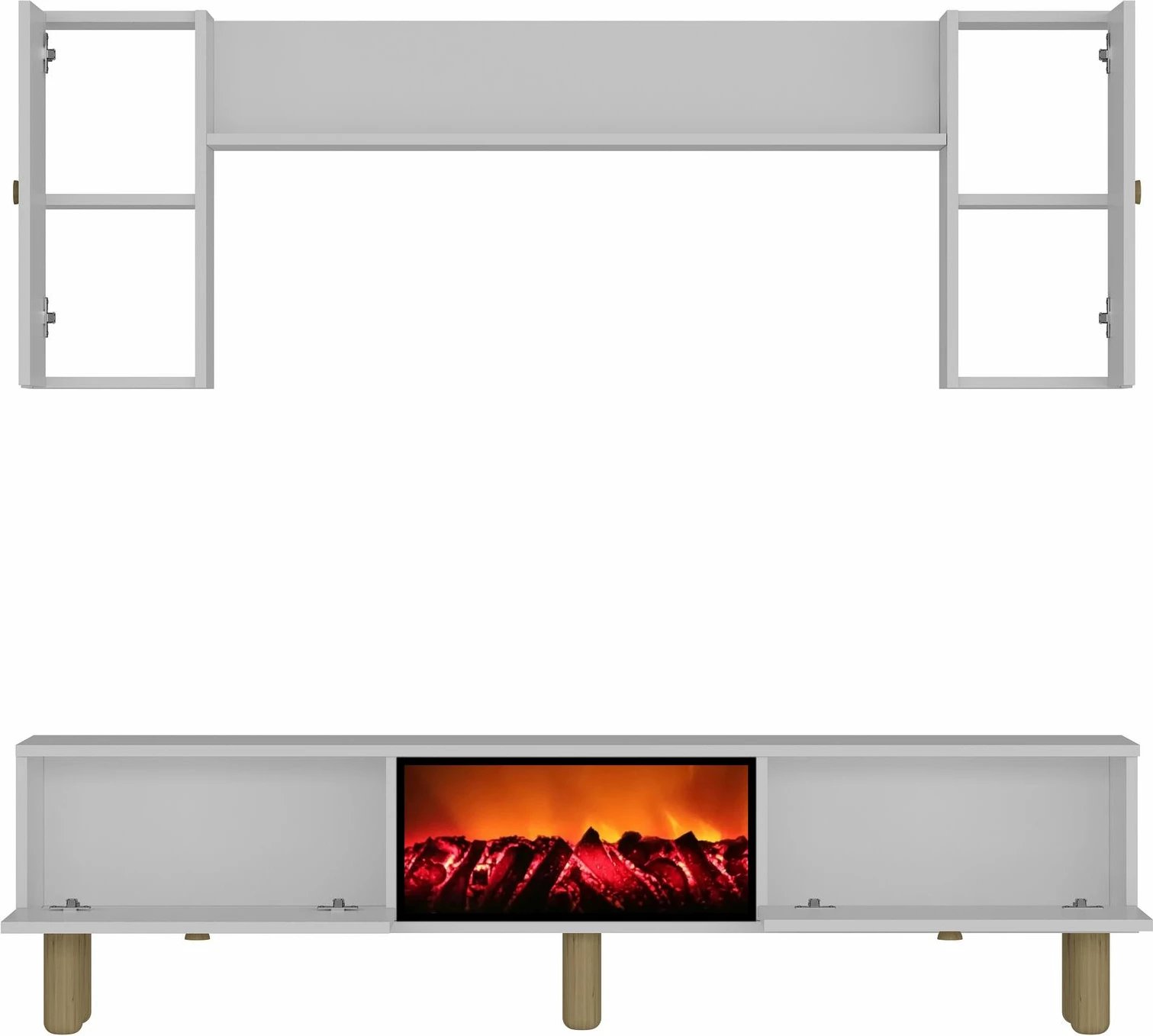 Komodë TV Skye Decor, Dario Bohem me oxhak dekorativ, e bardhë