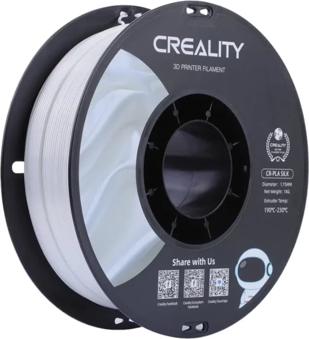 Filament PLA Creality CR-Silk, 1.75 mm, 1 kg, Bardhë