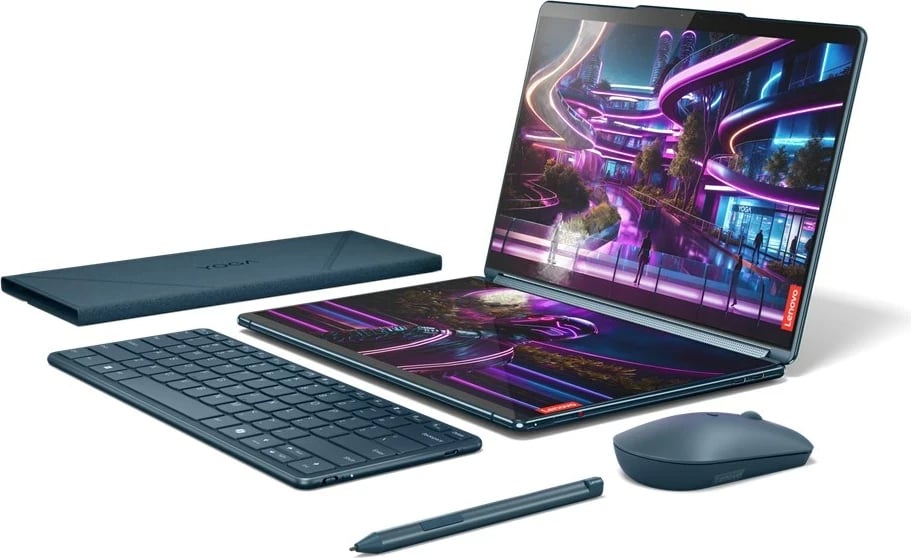 Kompjuter hibrid Lenovo Yoga Book 9 13IMU9, Intel Core Ultra 7 155U, 32 GB RAM, 512 GB SSD, 13.3" 2.8K Touch, Teal + tastierë & maus