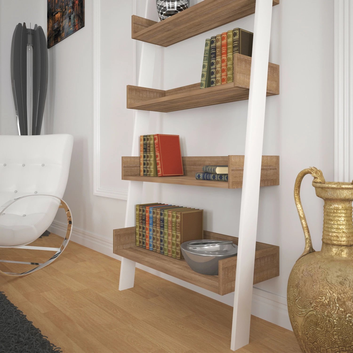 Raft librash Hanah Home, ngjyrë lisi e errët