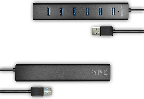 Hub USB 7-portësh AXAGON HUE-SA7BP, alumini, me adapter AC, i zi