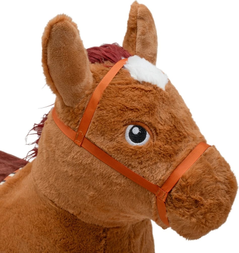kalë kërcyes pelush me fryrje, Baby Mix, Brown Horse, me modul tingulli, set me pompë dhe bateri, ngarkesë max 80 kg, kafe
