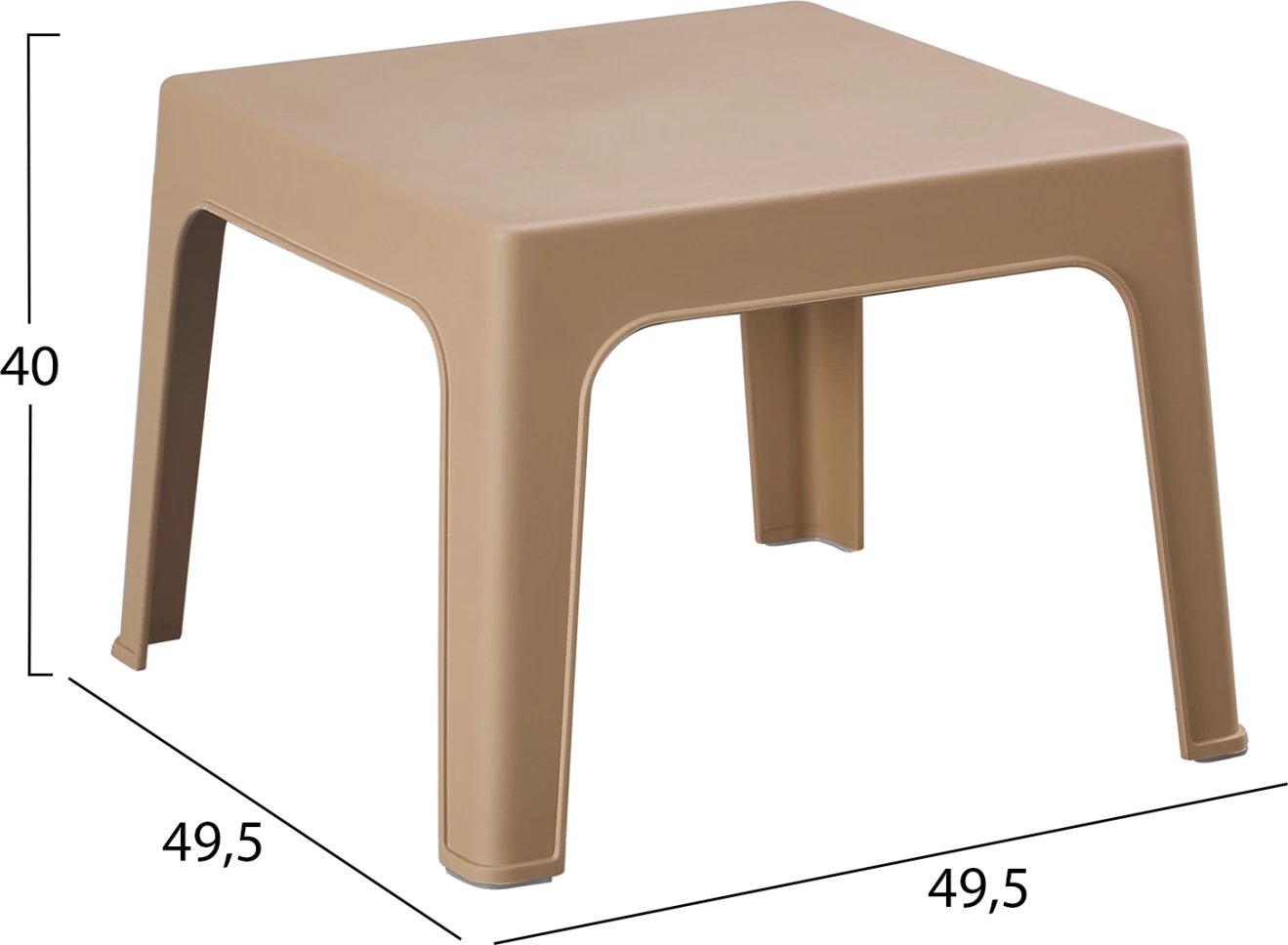 Tavolinë e ulët katrore SLEEK, polipropilen, ngjyrë kapuçino, FH6371.03, 49.5x49.5x40cm