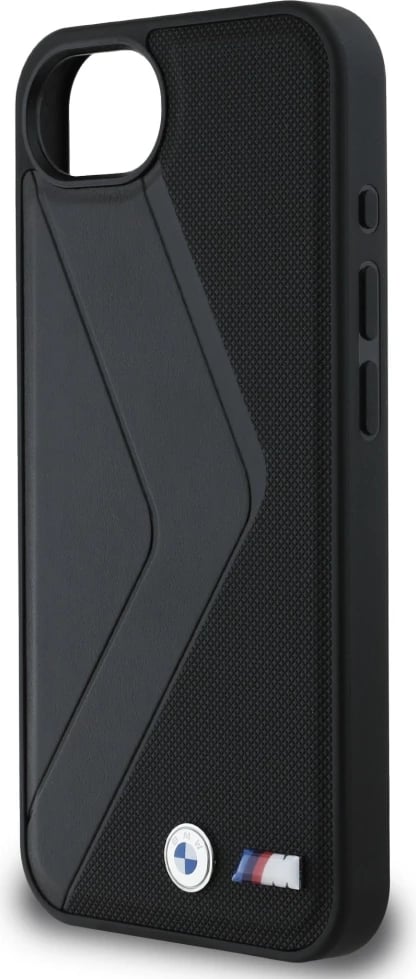 Mbështjellës BMW Oversized Stripes MagSafe për iPhone 16e, lëkurë, e zezë