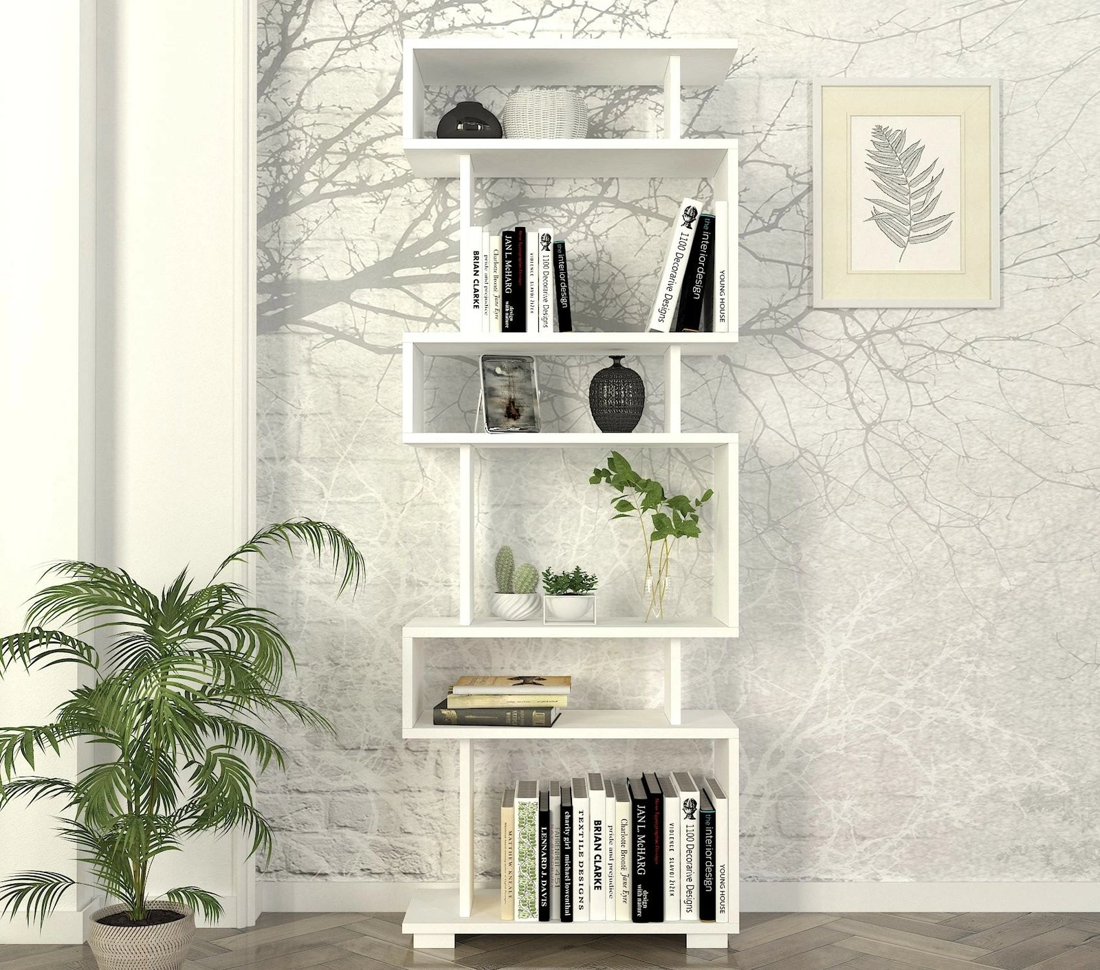 Raft librash Hanah Home, Blok, i bardhë