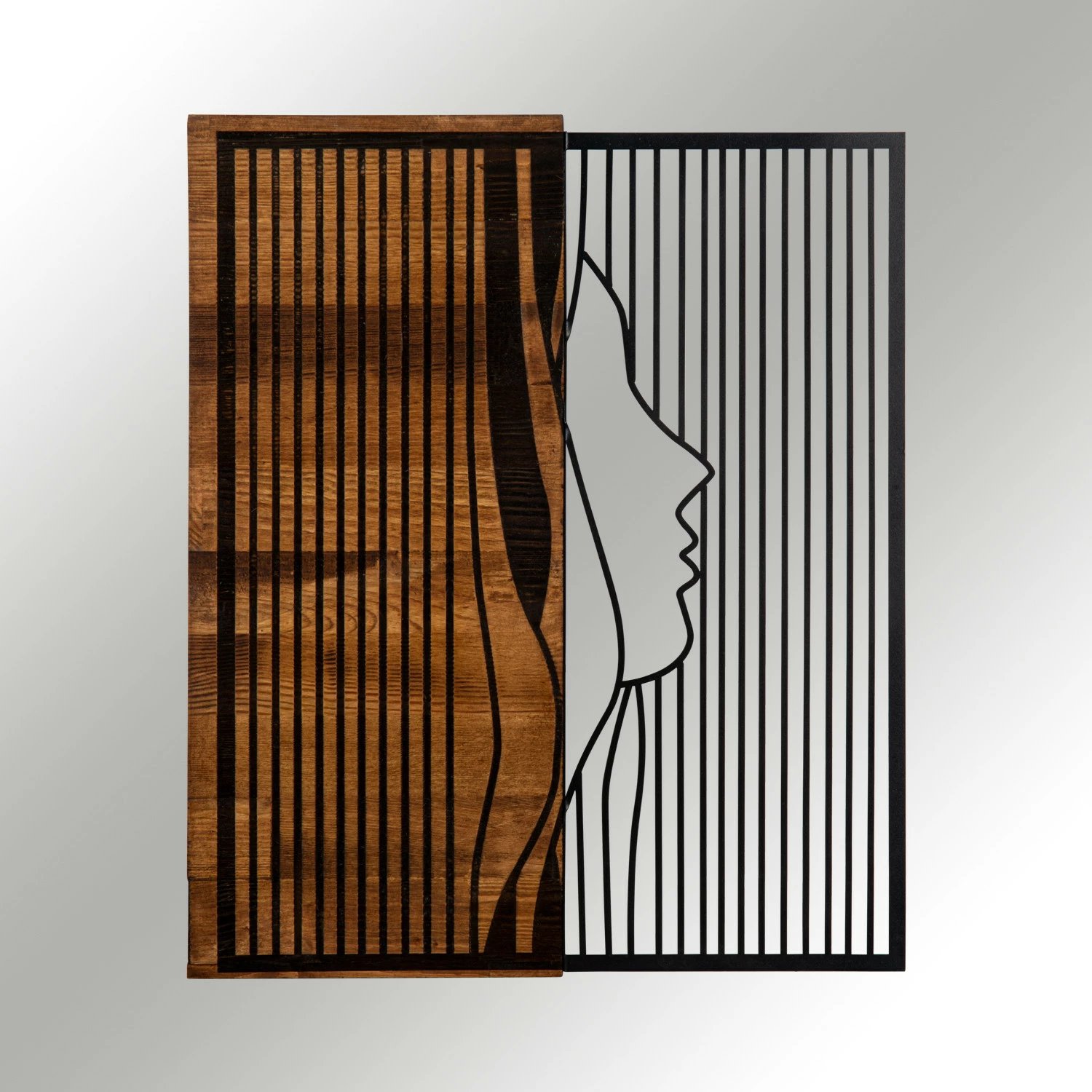 Aksesor dekorativ prej druri për mur, Wallity Esaret, ngjyrë e zezë dhe arre, 48x58cm