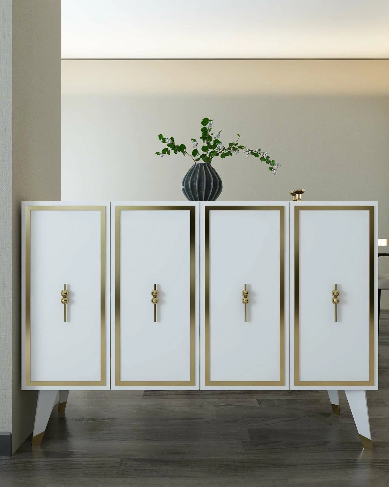 Konsol Skye Decor, e bardhë, ari, 8172KM-32