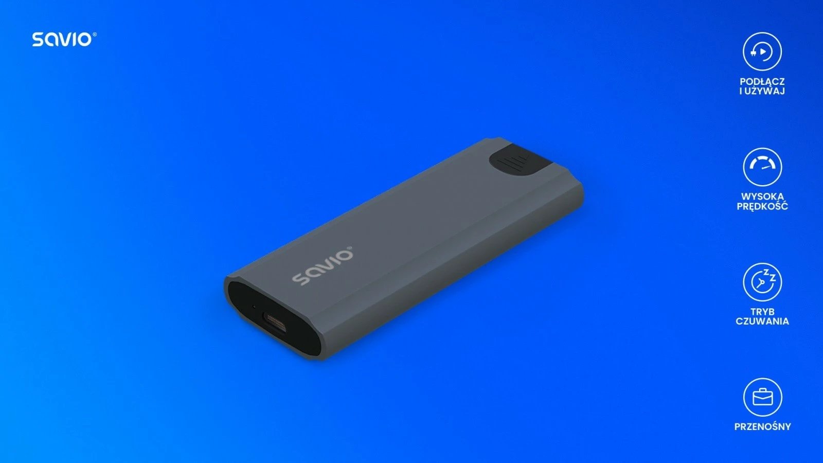 Kasë e jashtme për SSD M.2 NVMe Savio AK-67, USB-C 3.1, Gri