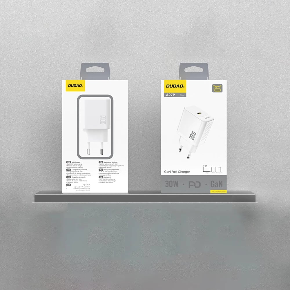 Karikues muri Dudao A27P, 30W, GaN, USB-C, i bardhë