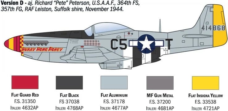 Model plastik aeroplani Italeri P-51D Mustang Aces 1:72 Model plastik aeroplani Italeri P-51D Mustang Aces 1:72