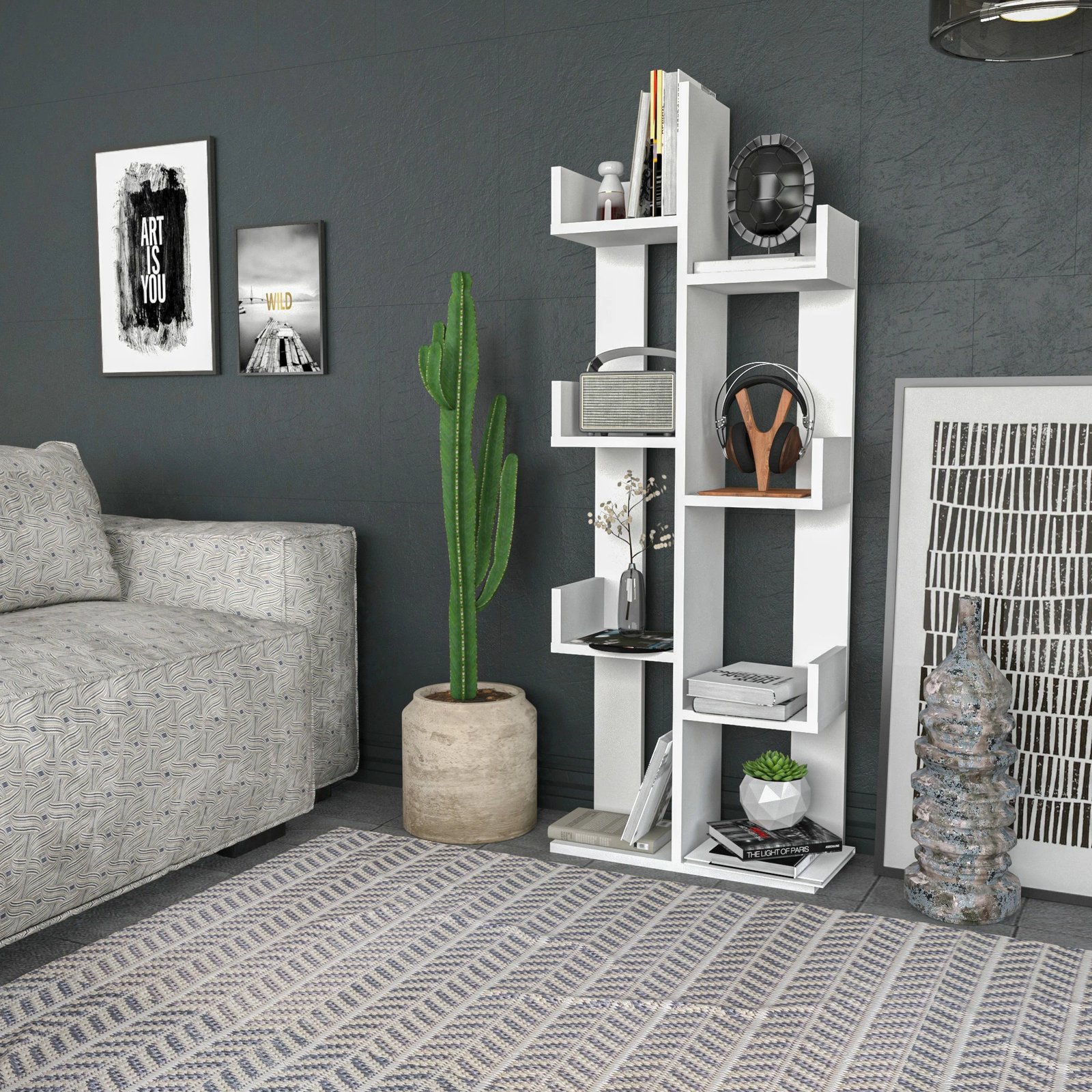 Raft librash Hanah Home, Luisa, i bardhë