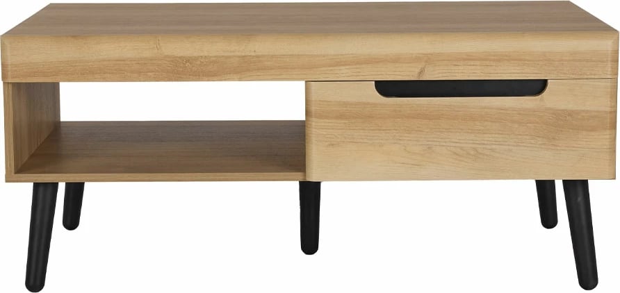 Tavolinë kafeje Grif, 2 sirtarë, ngjyrë natyrale/zezë, 107x67x46cm