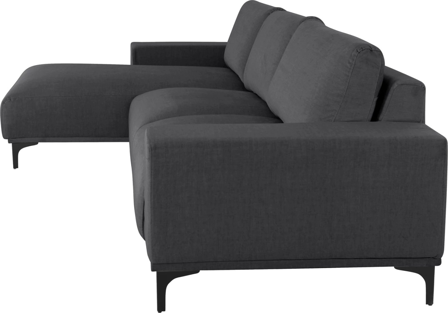 Divan qoshe (majtas) NOA FH3278.02L, pëlhurë antracit, 288x90-157x67-80H cm