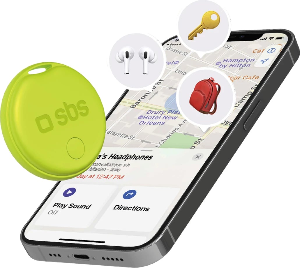 Lokalizues objektesh, SBS, Track My Circle, kompatibil me Apple Find My, alarm 90–100 dB, IP65, bateri CR2032, jeshile, 1 copë