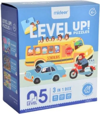 Puzzle Mideer 3 në 1, Level Up 5 "Adventure", 99,120 - 140 pjesë