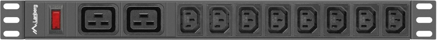 Listë furnizimi me rrymë Lanberg PDU-02I1908I-0200-C20, 1U, 19 inç, 16A, 2x C19, 8x C13, e zezë