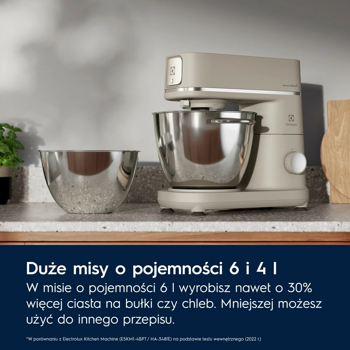 Robot kuzhine planetar, Electrolux, E6KM1-4PPT, 1200 W, 2 tasë 6L/4L, 10 shpejtësi, argjend