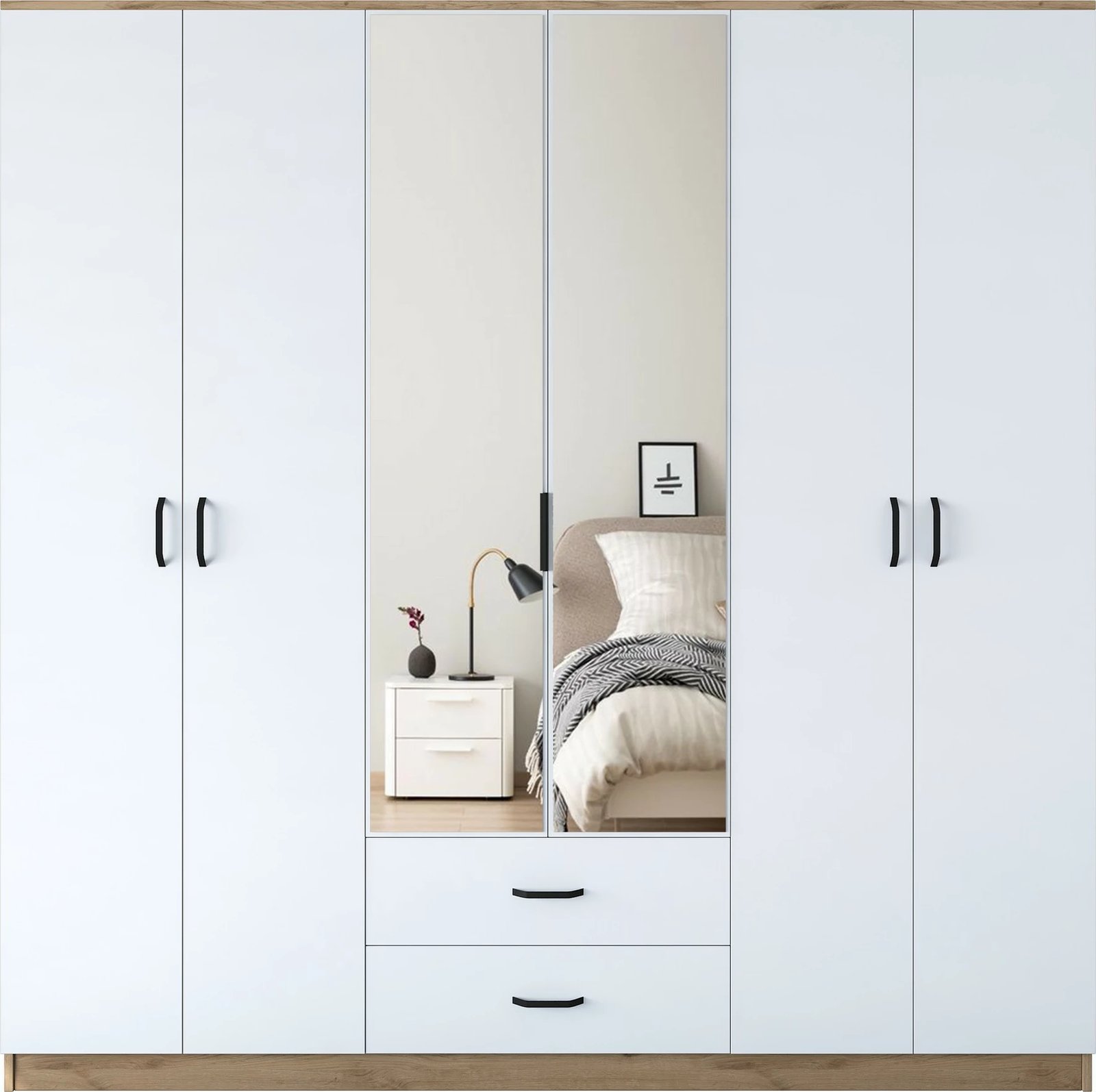 Dollap Skye Decor, ngjyrë arre dhe e bardhë, BA130 - 3049