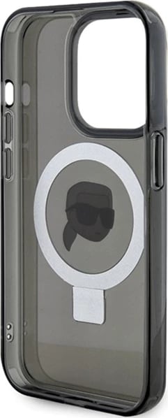 Mbështjellës Karl Lagerfeld KLHMP15LHMRSKHK për iPhone 15 Pro 6.1", hardcase, me unazë MagSafe, zi
