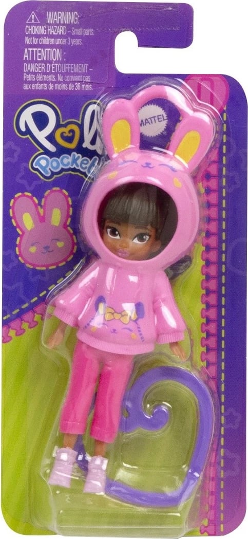Figurë Polly Pocket Bunny Pendant, Mattel, HKV98/HRD63, rozë