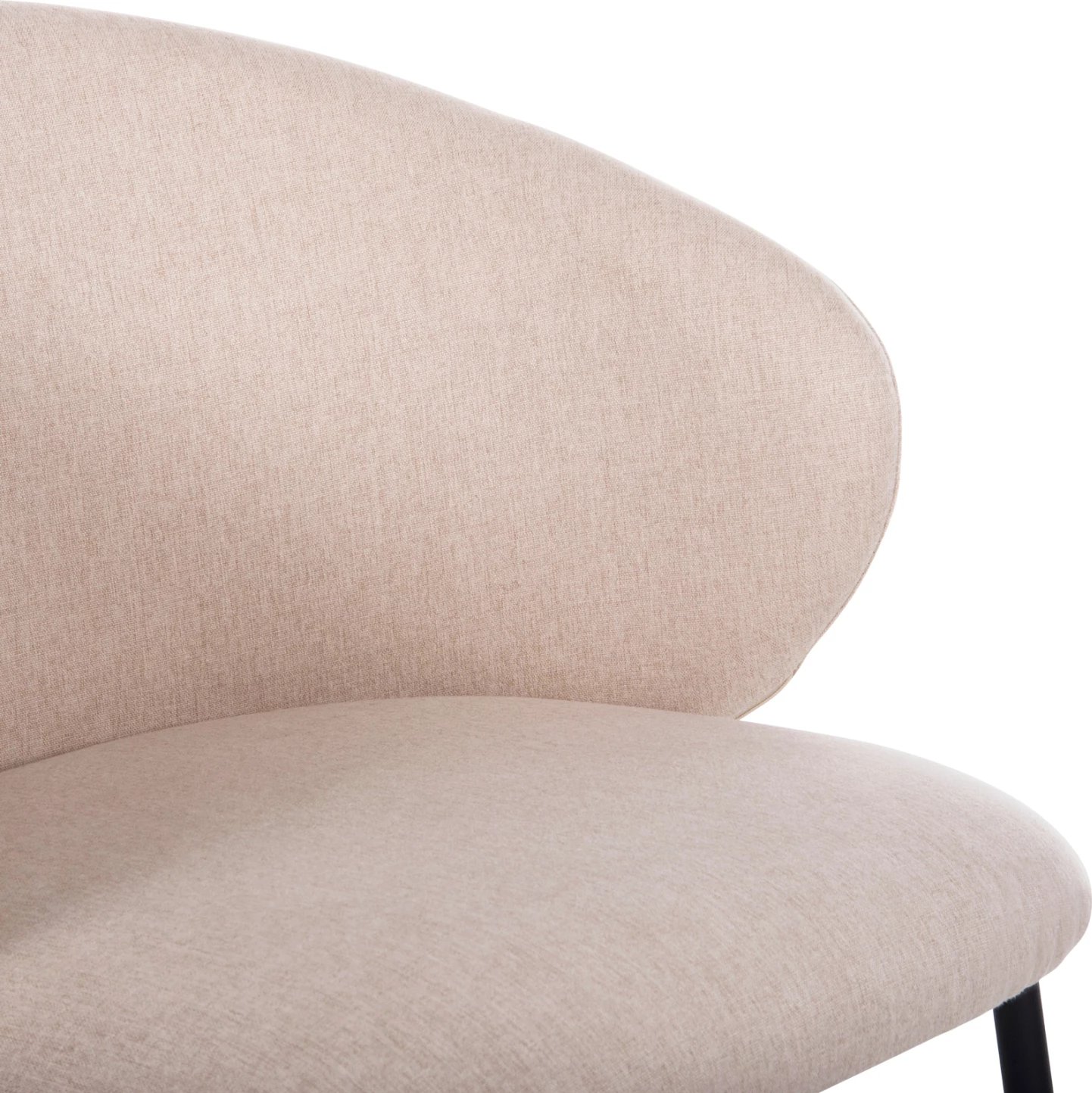 Karrige për ngrënie ISIAH FH9615.03, pëlhurë bezhë, këmbë metalike të zeza, 56x56x76H cm, set prej 2 copash