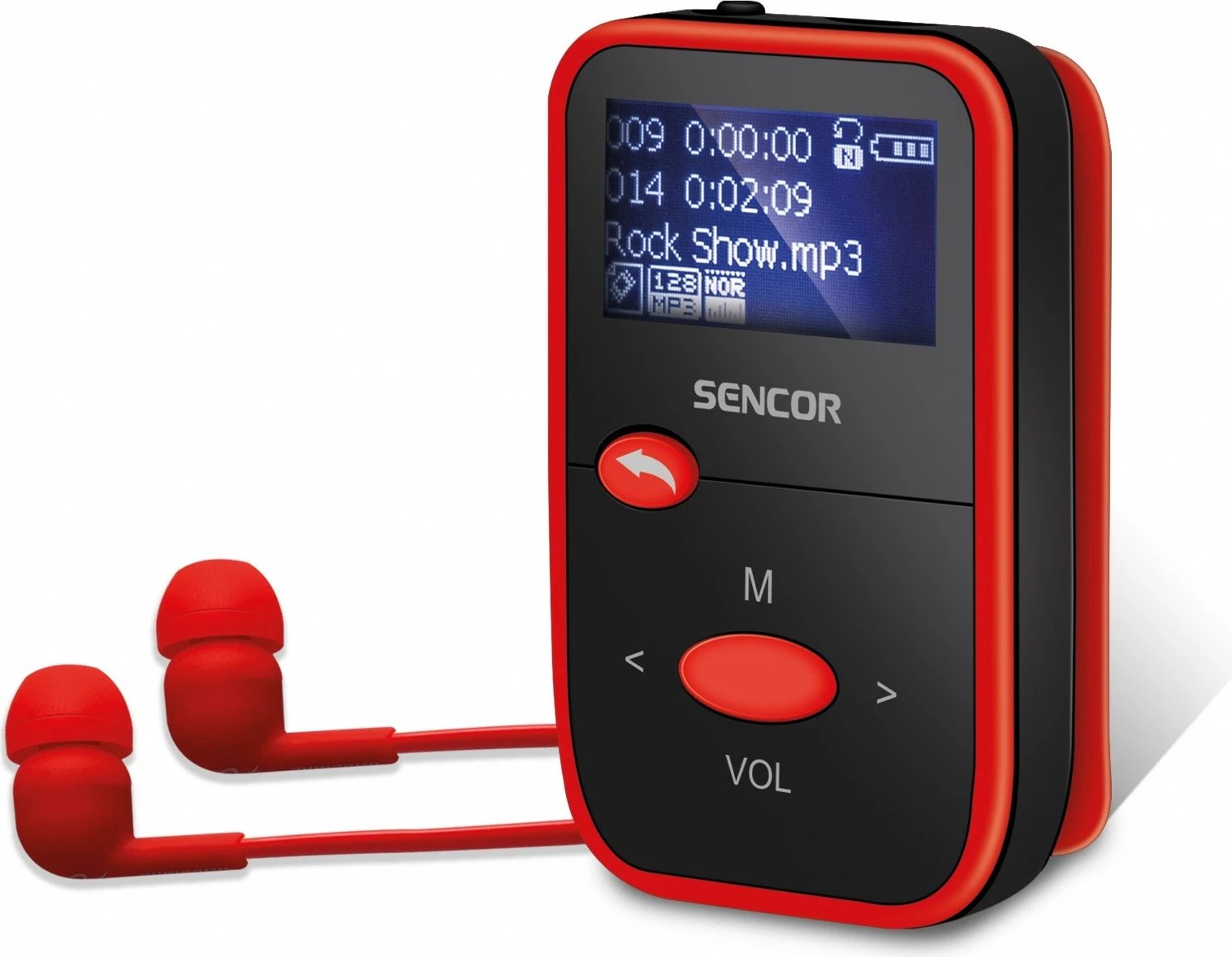 MP3 player Sencor SFP 4408RD, 8 GB, me radio FM, i zi/kuq, me kufje