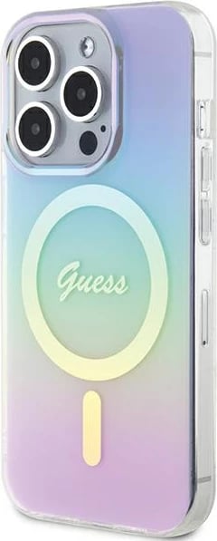 Mbështjellës Guess GUHMP15LHITSU për iPhone 15 Pro 6.1", IML Iridescent MagSafe, vjollcë