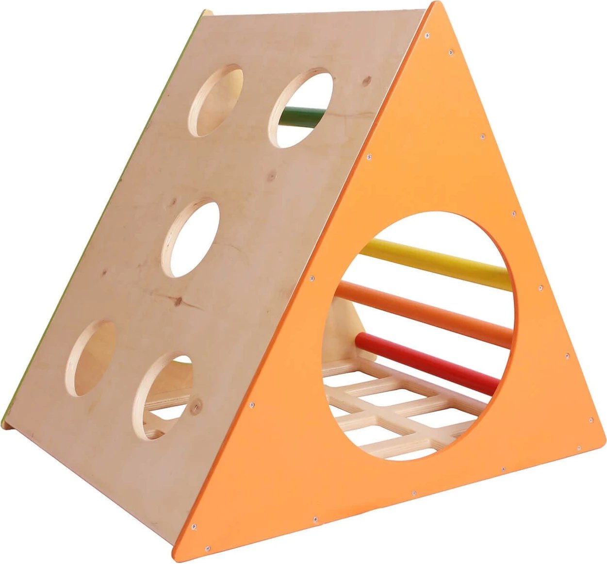 Lodër druri për fëmijë, shumëngjyrëshe, Prisma dhe shkallë, Skye Decor