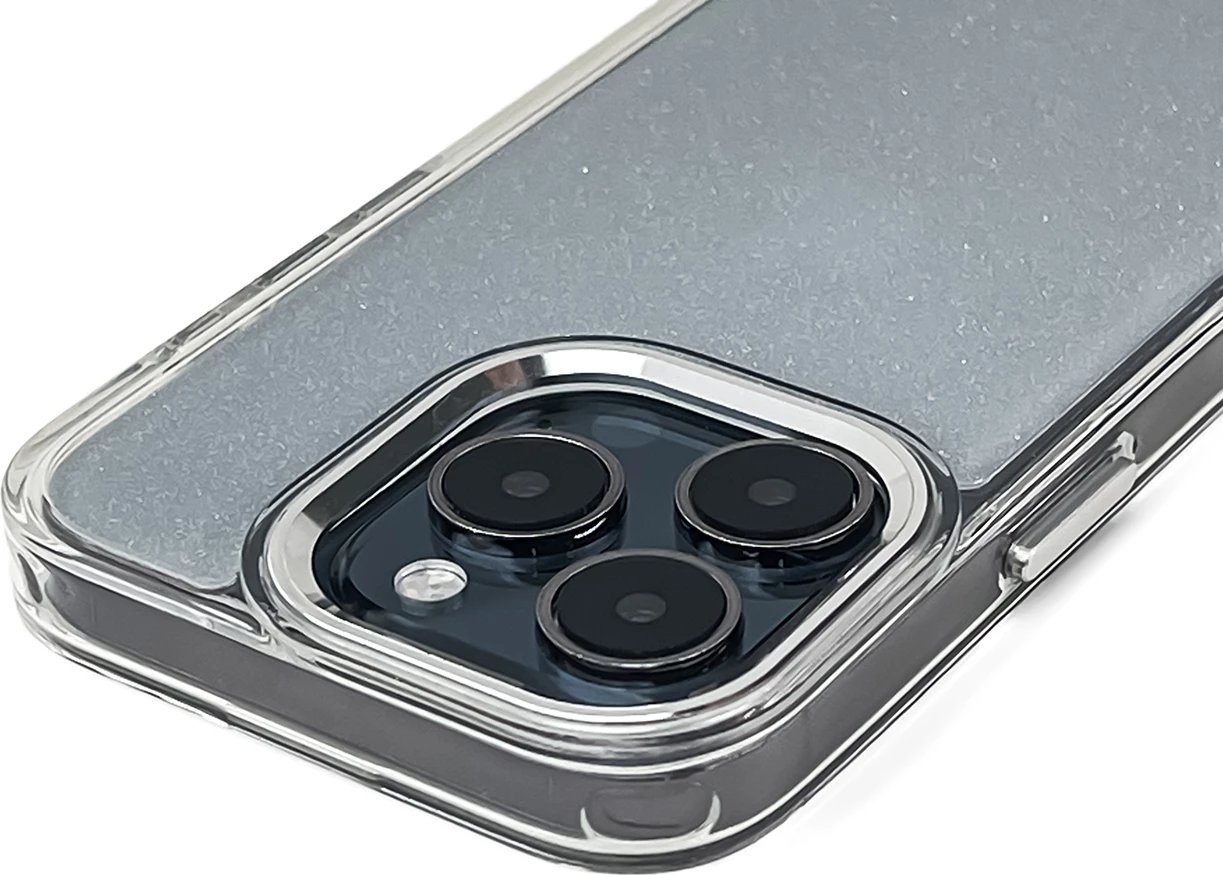 Mbështjellës Hurtel Glitter Case për iPhone 16, transparent me shkëlqim