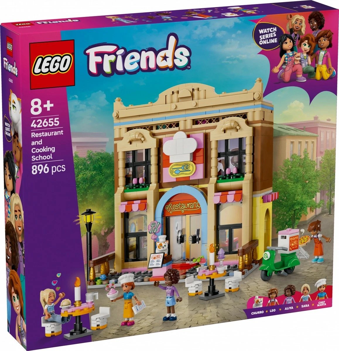 Set ndërtimi LEGO Friends 42655 Restaurant and Cooking School, 896 pjesë, plastikë