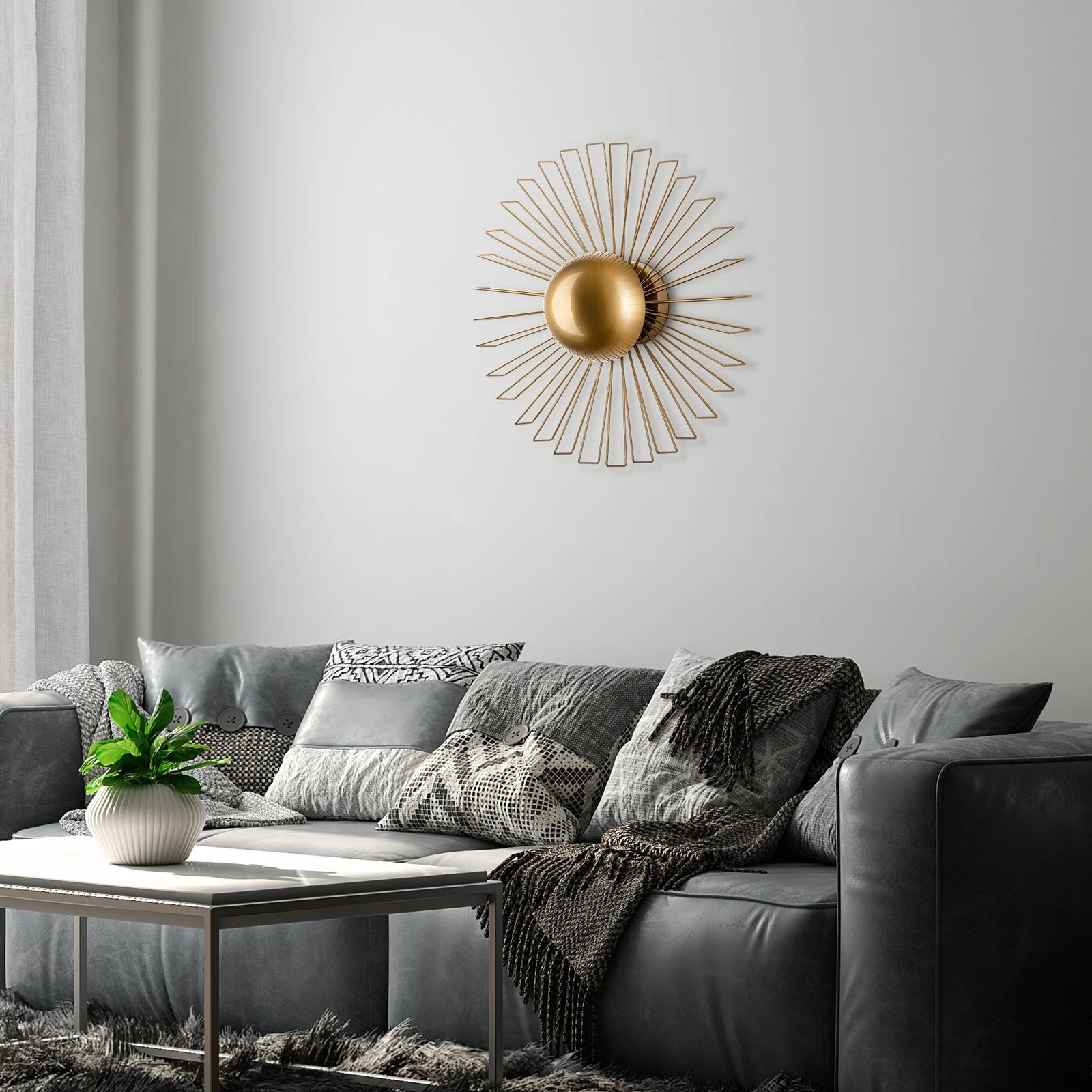 Llambë muri dekorative, metalike, ngjyrë ari, Opviq Kaya - 15236 - L