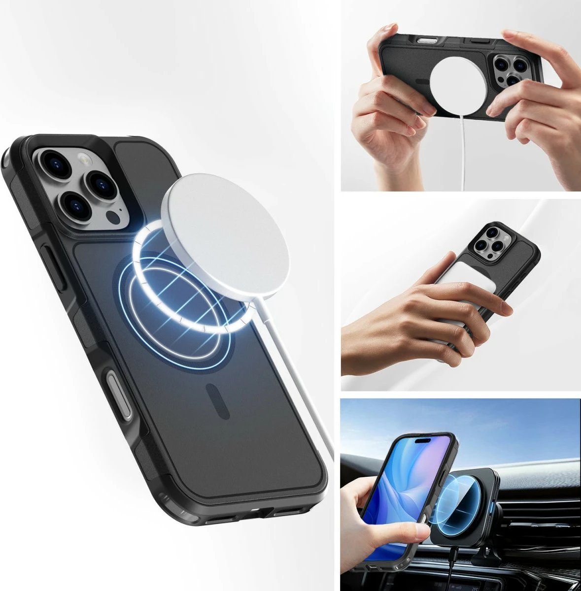 Mbështjellës 4smarts për iPhone 16 Pro, MagSafe, 6.3", i zi