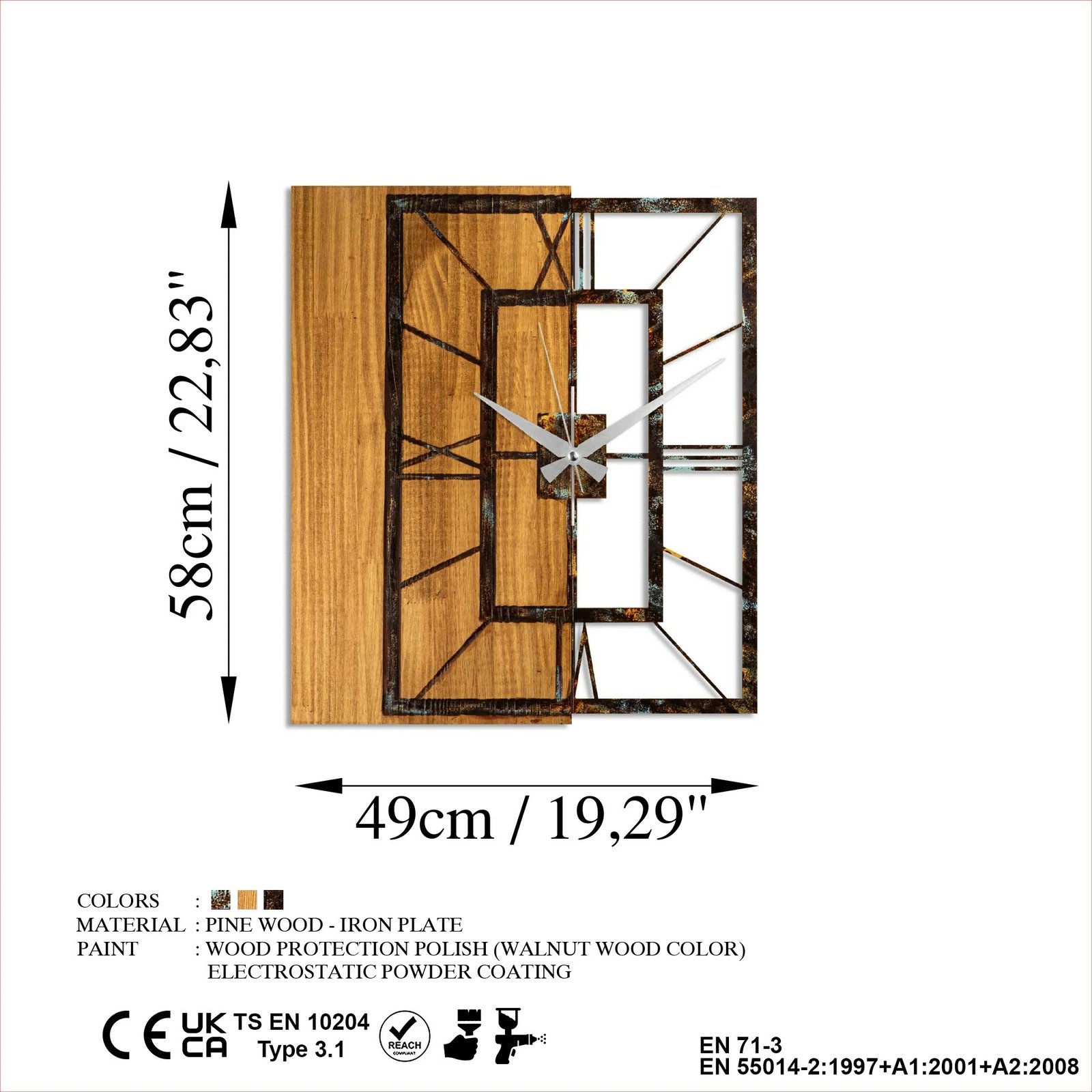 Aksesor dekorativ prej druri për mur, Wallity, shelgu, 382-A, ngjyrë arre dhe kafe, 58x80cm