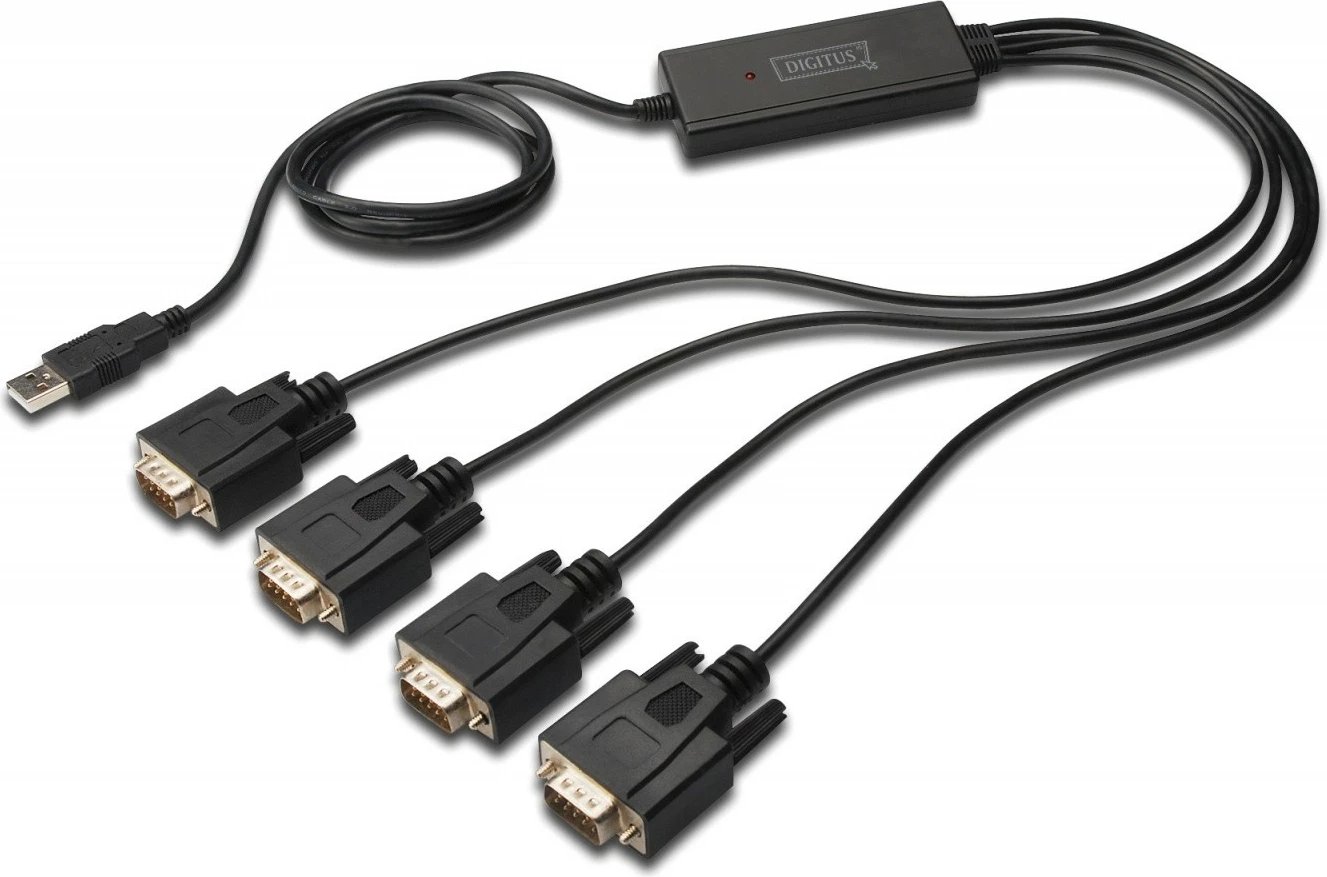 Adapter Digitus DA-70159 USB 2.0 në 4x RS232 (DB9), 1.5m, i zi