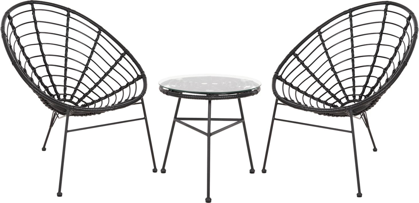 Set salloni për jashtë 3 pjesë ALLEGRA FH21047.12, ratan sintetik & metal, ngjyrë e zezë