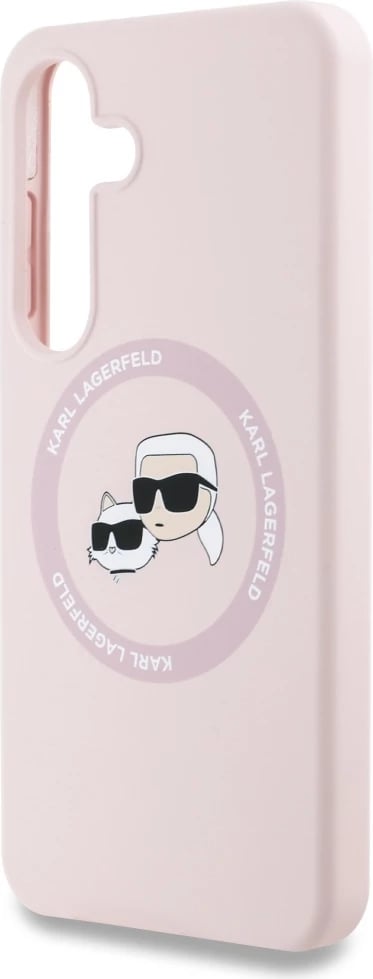 Mbështjellës Karl Lagerfeld Silicone Double Heads And Circle MagSafe për Samsung Galaxy S25, Rozë