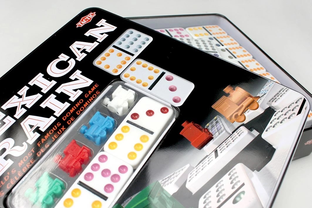 Lojë domino Tactic Mexican Train, në kuti metali
