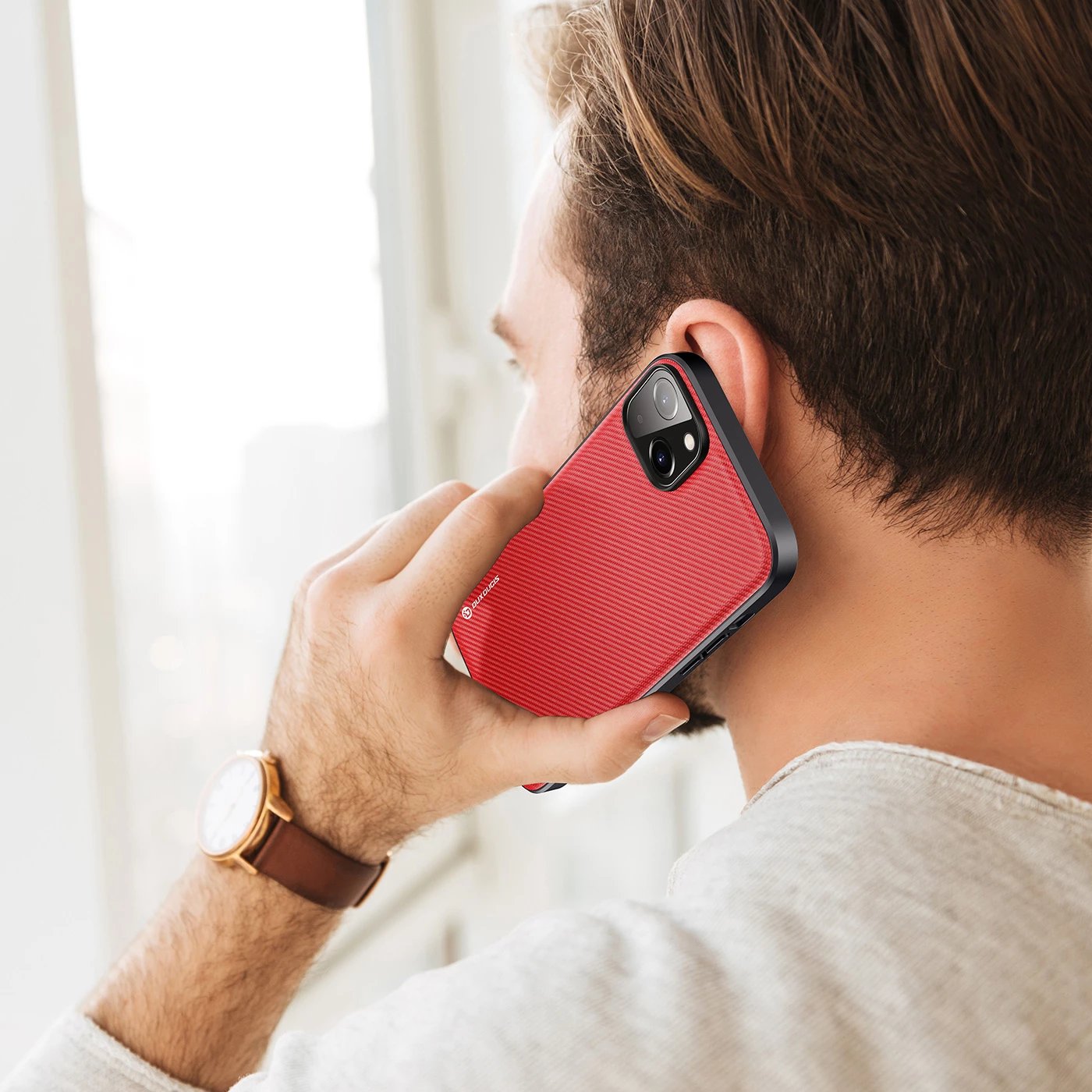 Mbështjellës Dux Ducis Fino për iPhone 14 Plus, Najlon, Kuq