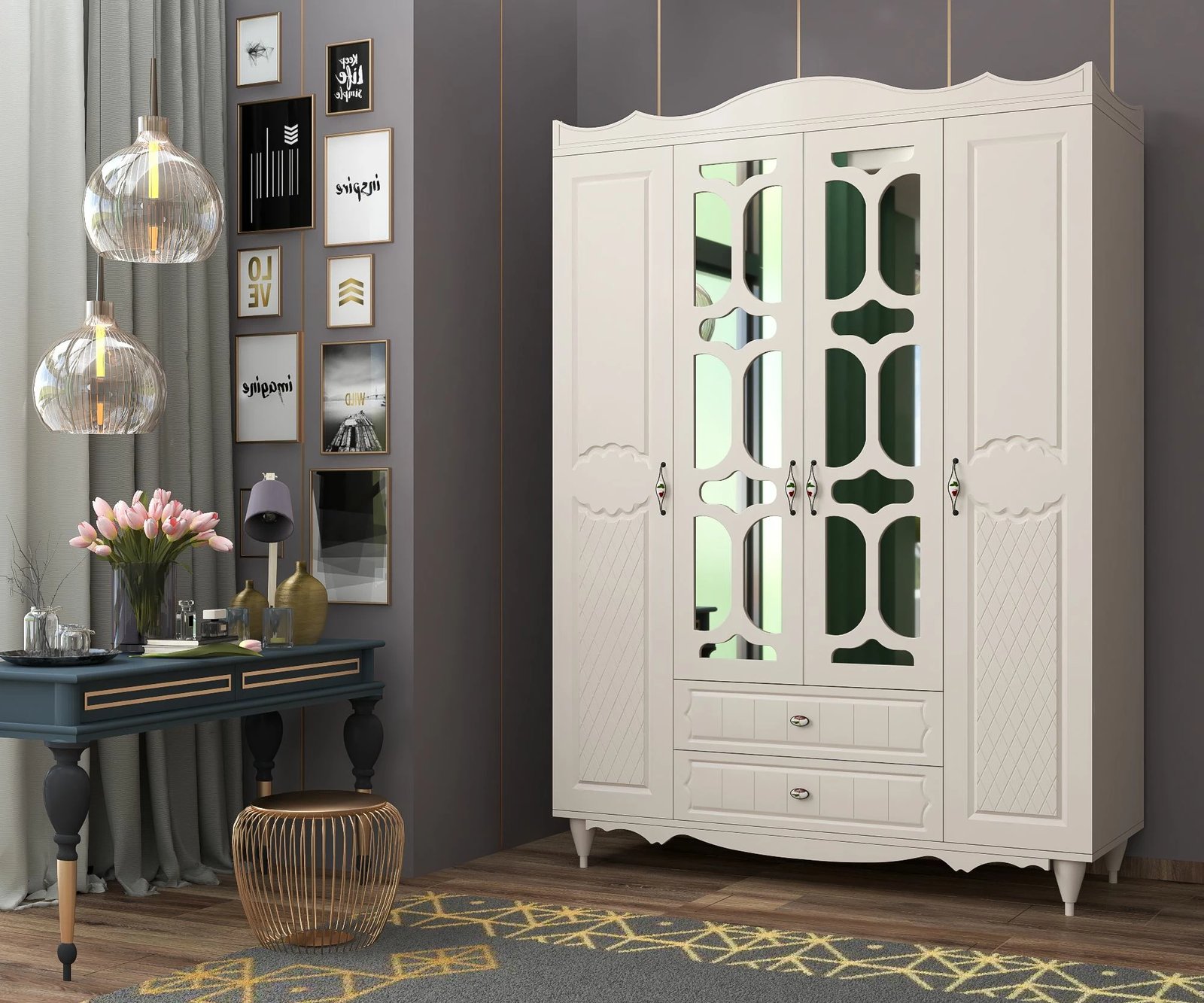 Dollap Skye Decor, ngjyrë e bardhë mat, RB-048