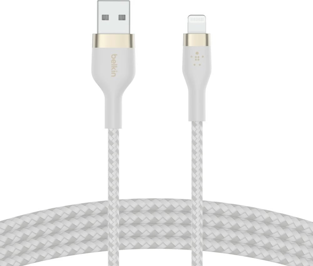 Kabllo Belkin CAA010BT3MWH, 3 m, USB A në USB C/Lightning, Bardhë
