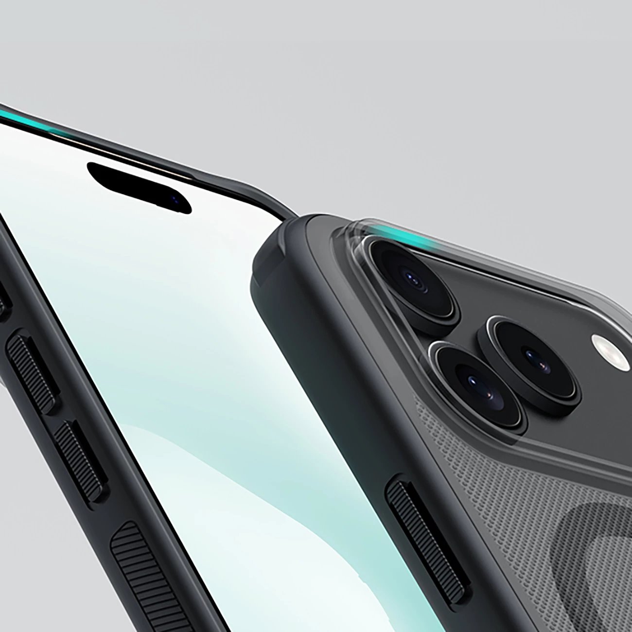 Mbështjellës Nillkin Super Frosted Shield Pro, për iPhone 17 Pro, MagSafe kompatibil, PC+TPU, e zezë transparente