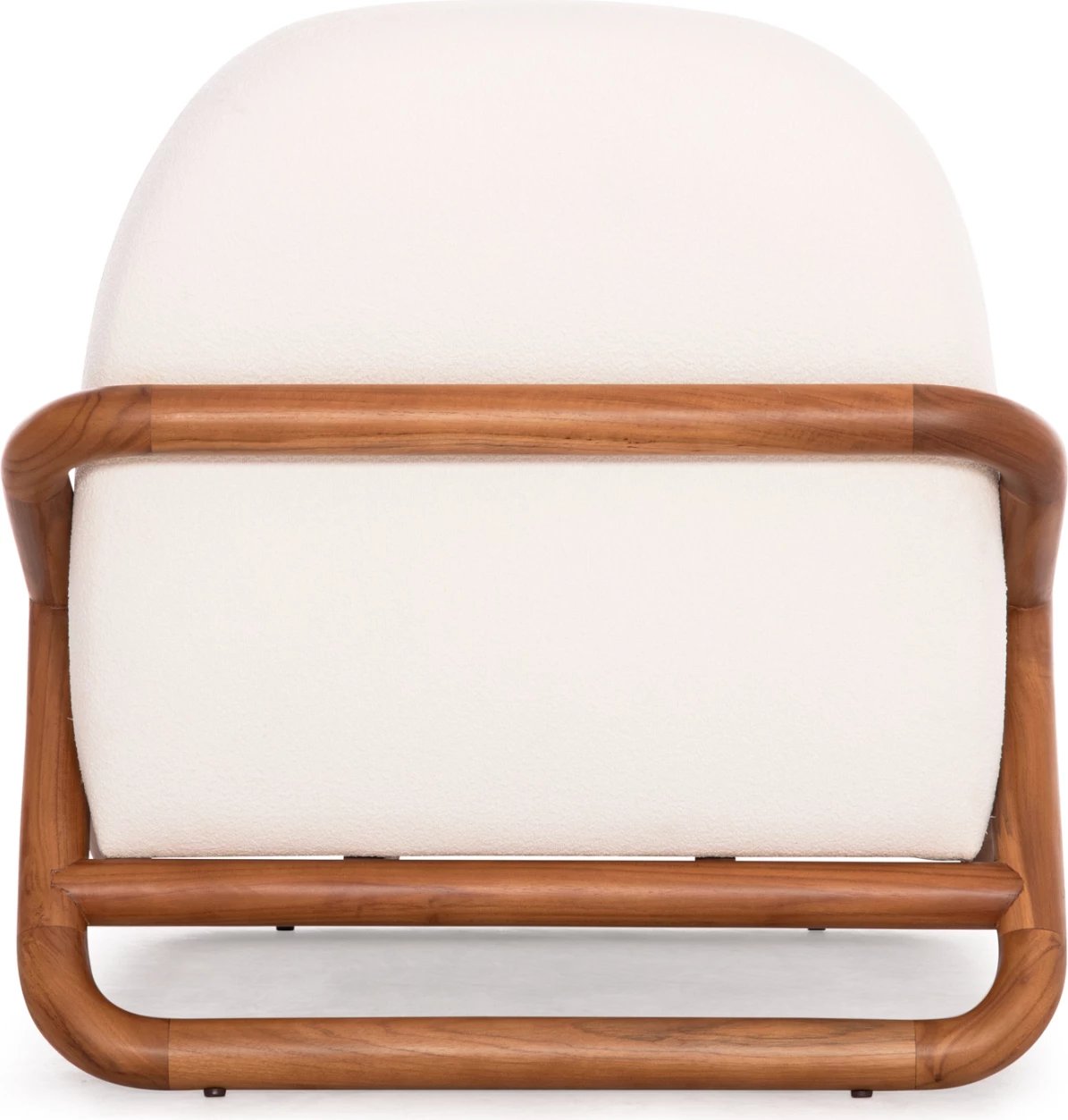 Karrige lounge Ramrod, dru tik natyral, boucle krem e bardhë, 75x87x79cm