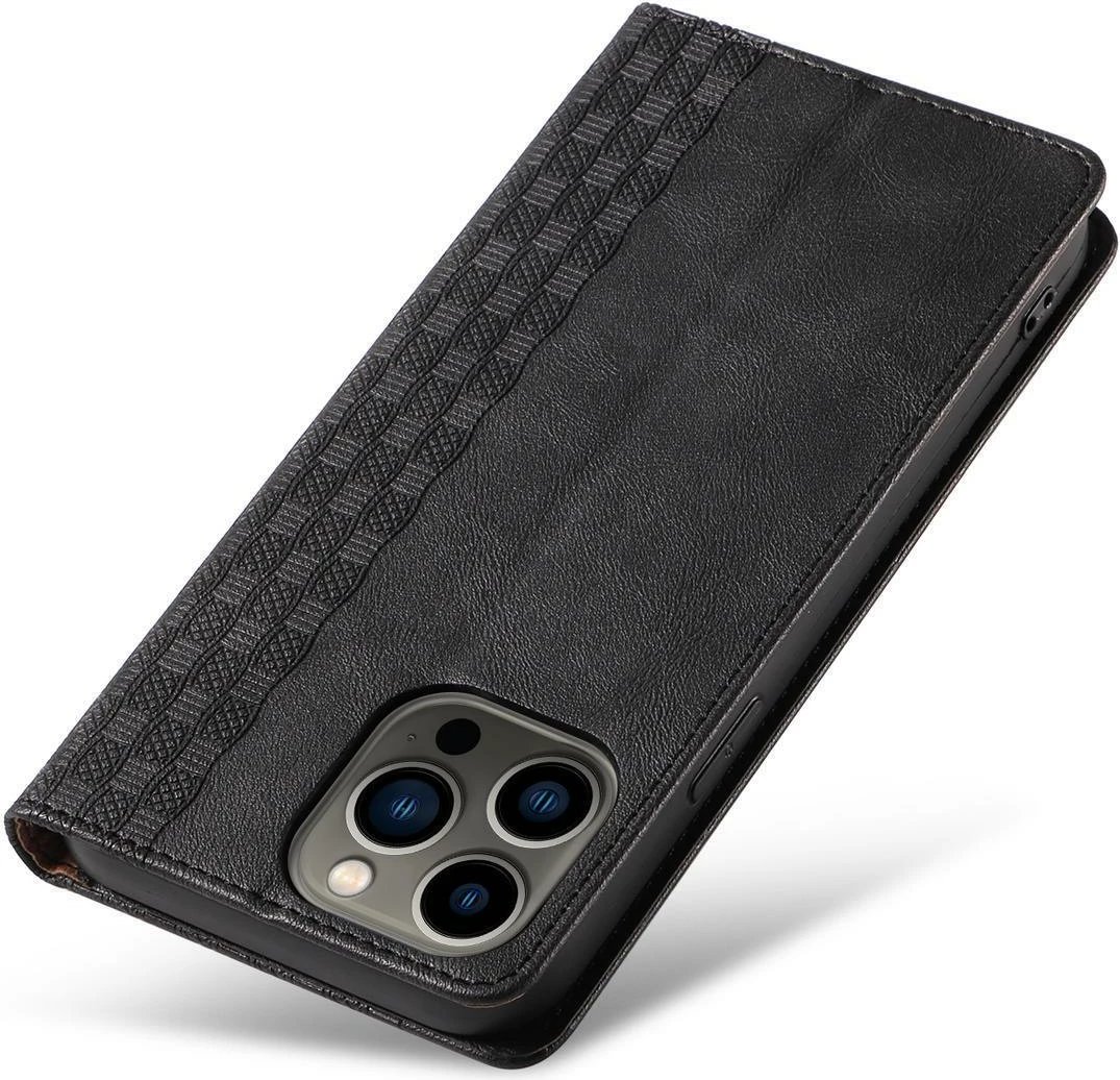 Mbështjellës Hurtel Magnet Strap Case për iPhone 13 Pro Max, me portofol dhe litar dore, e zezë