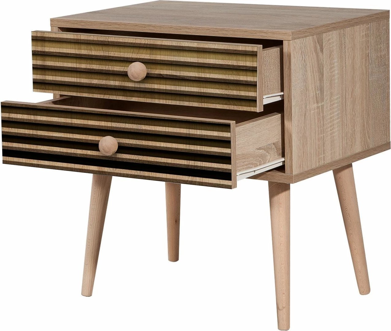 Komodinë nate Hanah Home, dy sirtarë, Sonoma Oak