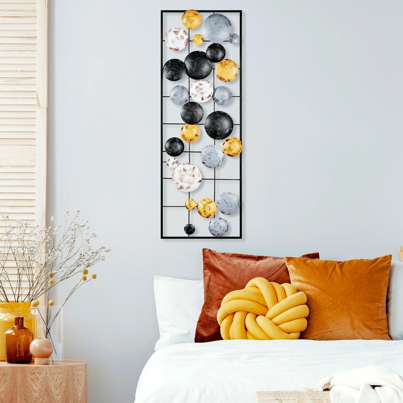 Aksesor dekorativ metalik për mur, Wallity Camber - 8, shumëngjyrësh, 32x90x4cm